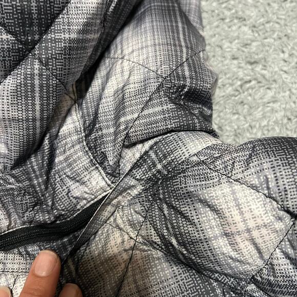 Pendleton Vest Womens Large Puffer Full Zip Down Filled Hooded Plaid Black White - Picture 3 of 9